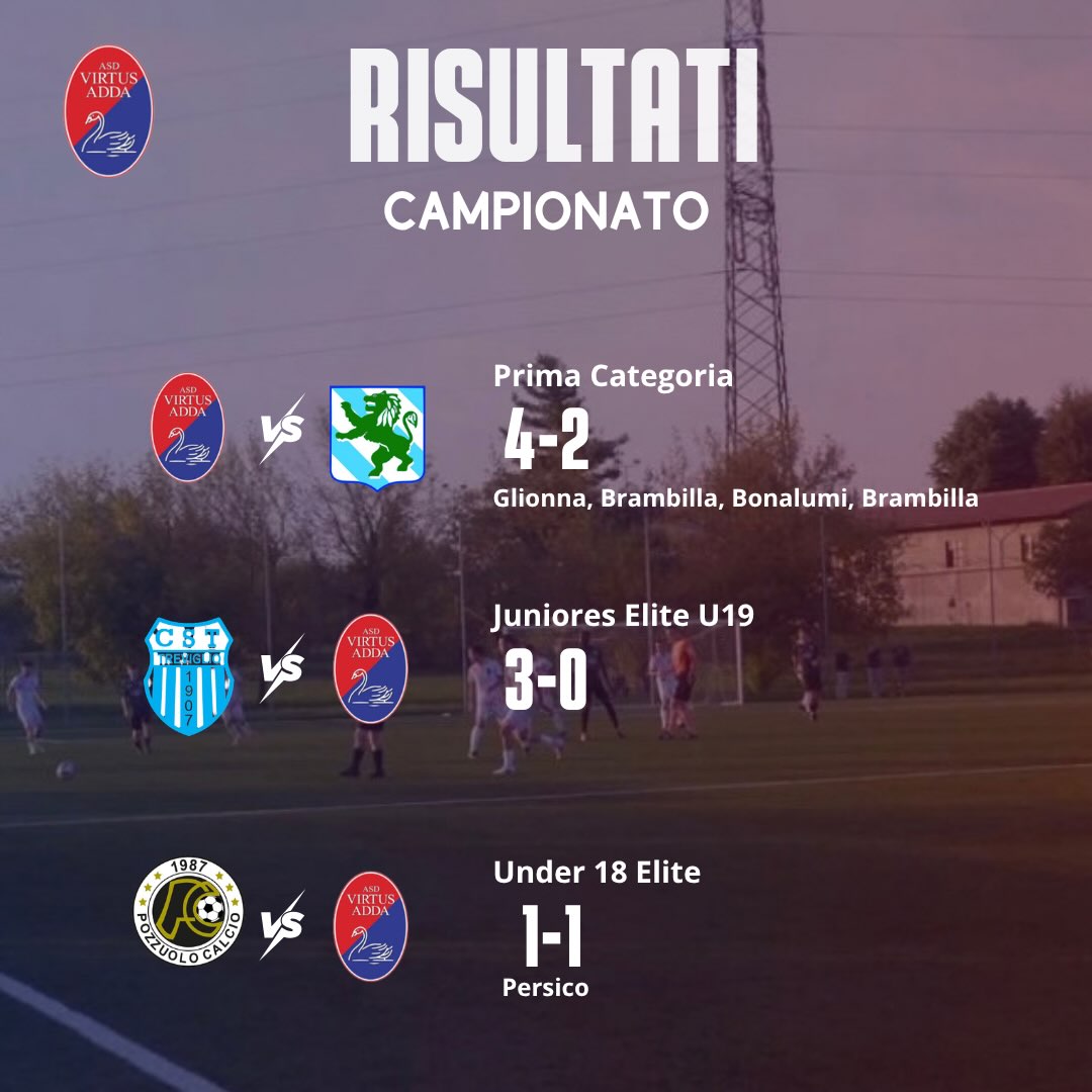 Risultati campionato: Virtus Adda - Missaglia Maresso 4-2